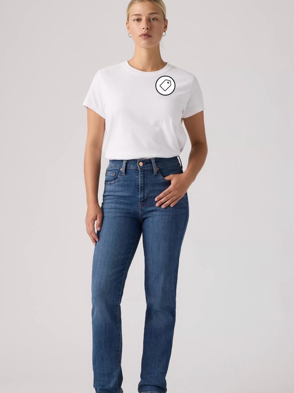Levi's High-Rise Straight Leg Jeans in Dark Blue
